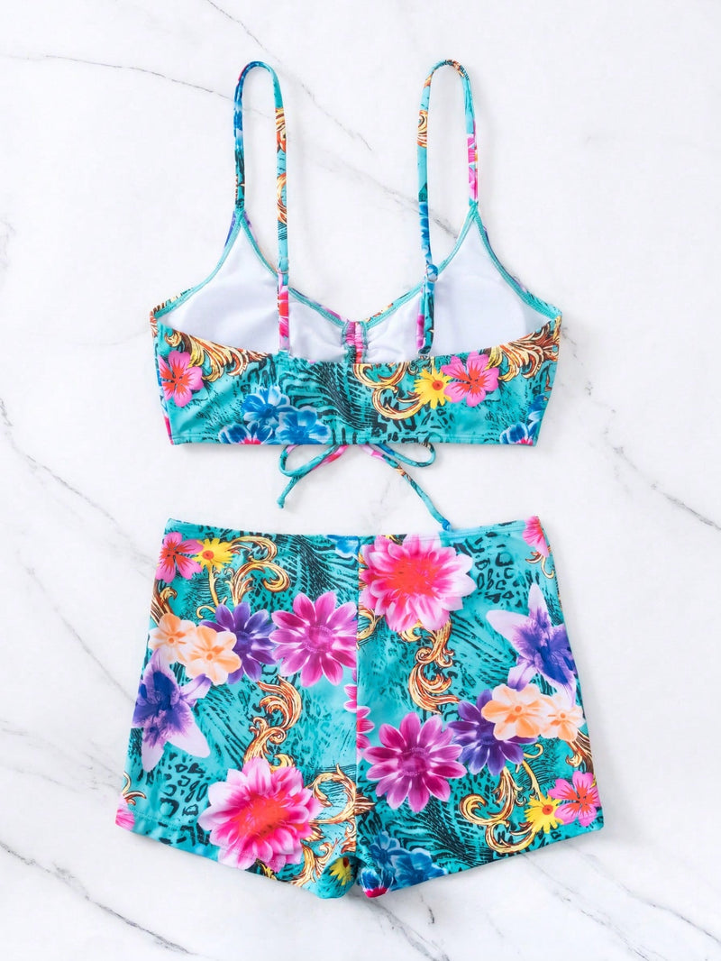 Shortkini feminino com estampa floral Ainoha